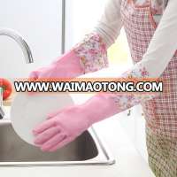 colorful designed cheap oil resistant lady household dish washing latex gloves