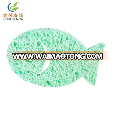 Cute Kids Colorful Fish Shape Bath Cellulose Silicone Cleaning Magic Dish Wash Bath Beauty Make Up Makeup Sponge