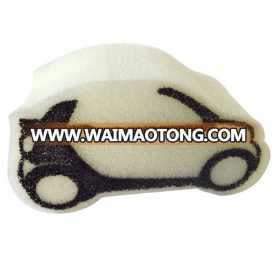 Soft Car Shape Bath Sponge With Black Print